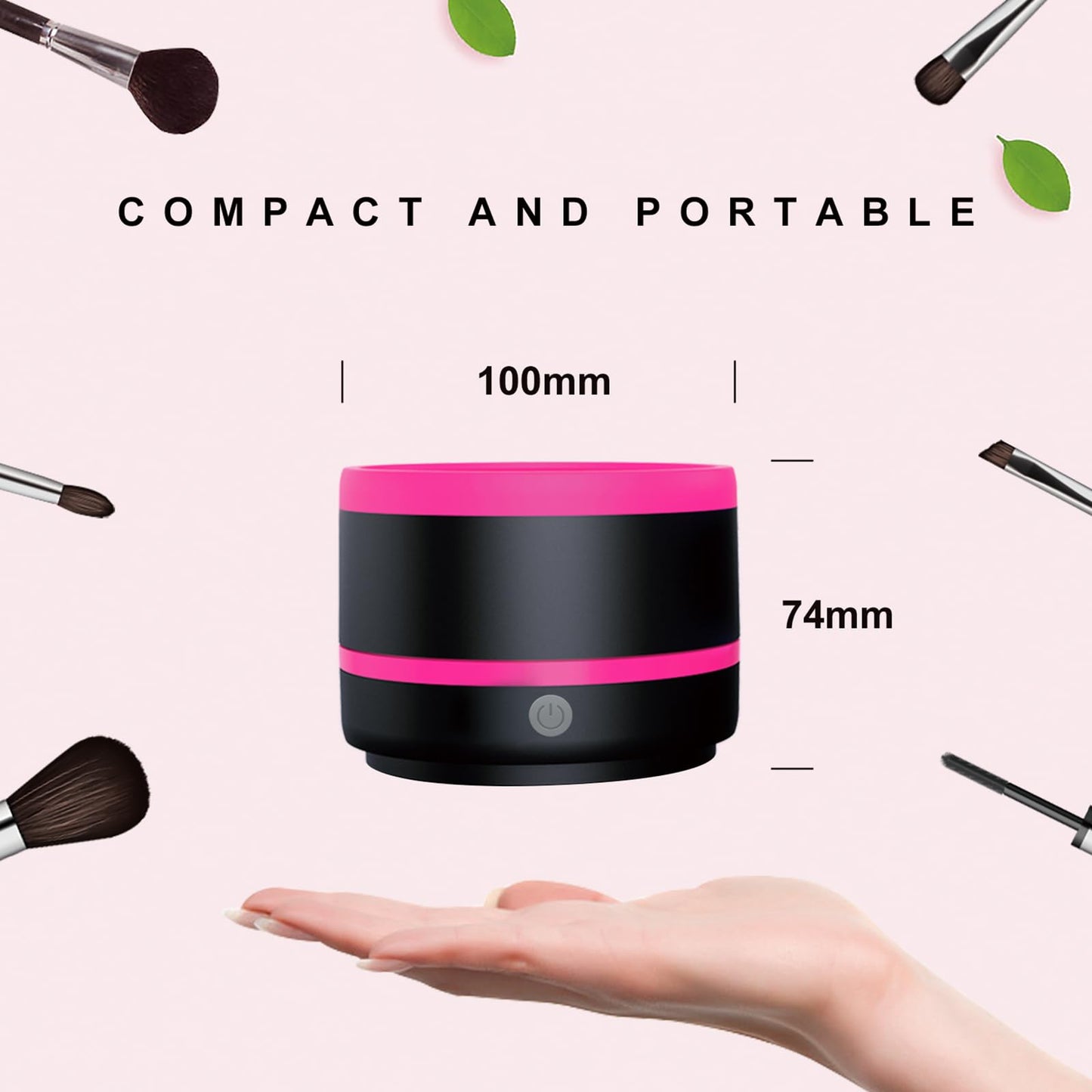 Electric Makeup Brush Cleaner - USB Makeup Brush Cleaner Machine, Powerful Friction Removes Residue on Make up Brushes Set/Sponge/Powder Puffs, Efficient Cleaning, Portable Spinning Washer(Pink)