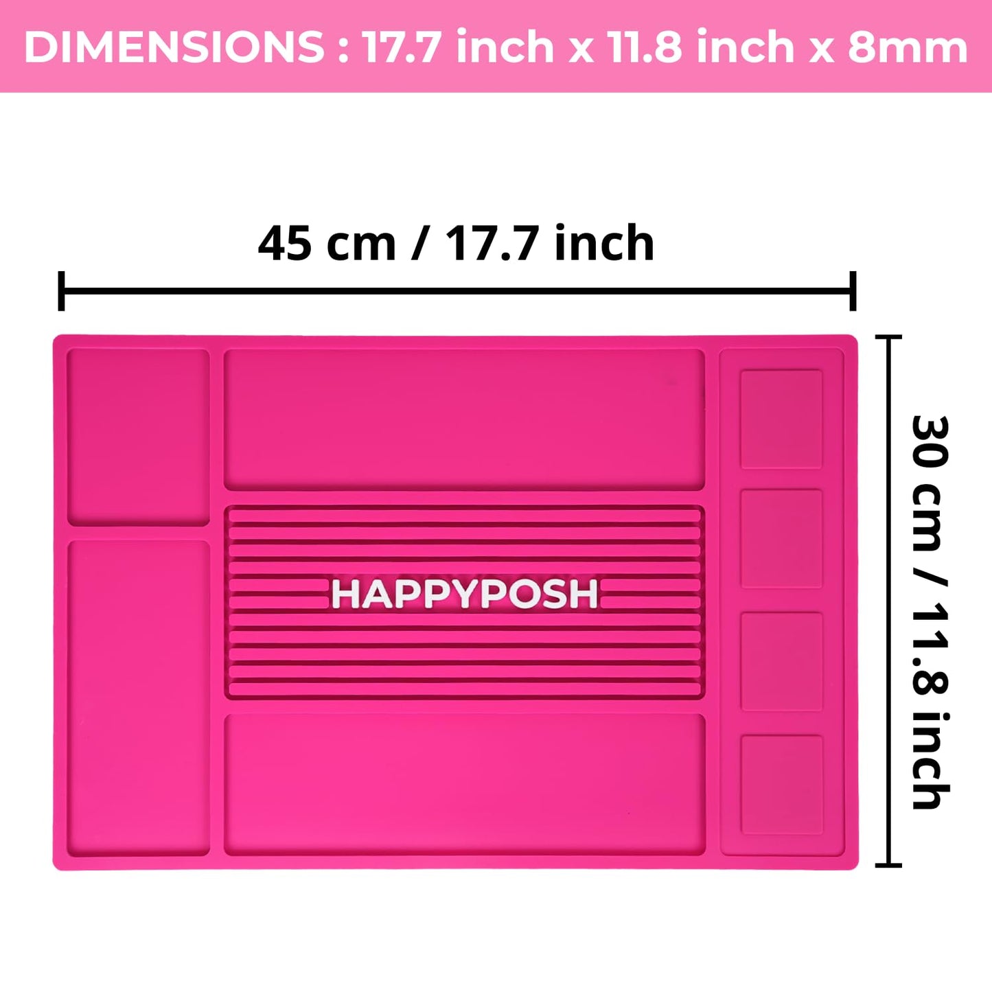 HAPPYPOSH Magnetic Barber Mat, Magnetic Barber Mats For Clippers and Supplies, Barbershop Pad for Station, Beauty Salon Table Mat, Barbering Tool Organizer for Pro Hairstylist, Pink