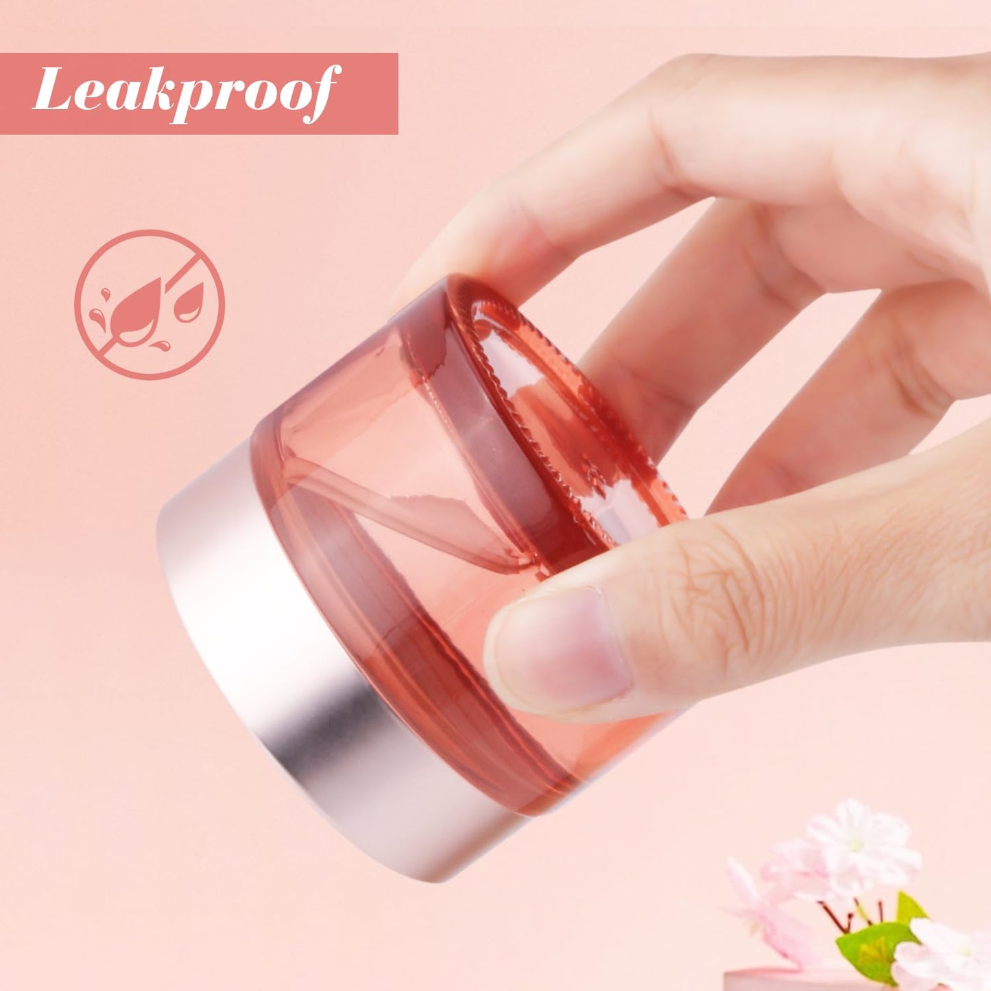 BOSMIOW 8pcs 50g/1.7oz Rose Gold Glass Cream Jars Round Lotion Bottle Refillable Empty Cosmetic Container Pot for Eye Creams,Body Scrub,Facial Mask,Ointments