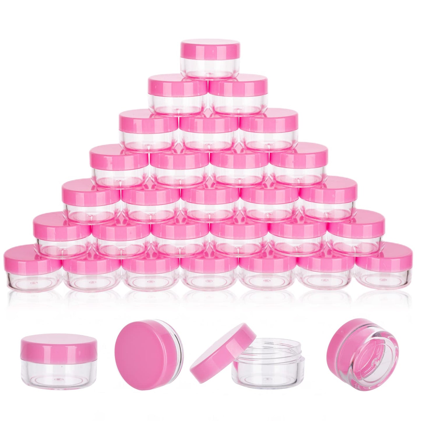 5 Gram Sample Containers with Lids, 200 Count 5ML Sample Jars, Empty Cosmetic Containers with Lids, Small Makeup Travel Containers for Glitter, Lotion, Cream, Beads, with Labels, Mini Spatulas