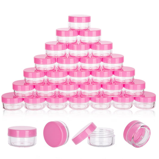 5 Gram Sample Containers with Lids, 200 Count 5ML Sample Jars, Empty Cosmetic Containers with Lids, Small Makeup Travel Containers for Glitter, Lotion, Cream, Beads, with Labels, Mini Spatulas