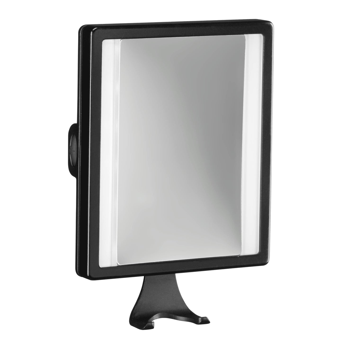 ConairMan Lighted Mirror, Fogless Mirror for Shower with 2X Magnification, Shower Mirror Fogless for Shaving, Battery Operated in Glossy Black, 7.3"L x 5"W