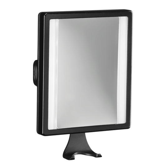 ConairMan Lighted Mirror, Fogless Mirror for Shower with 2X Magnification, Shower Mirror Fogless for Shaving, Battery Operated in Glossy Black, 7.3"L x 5"W