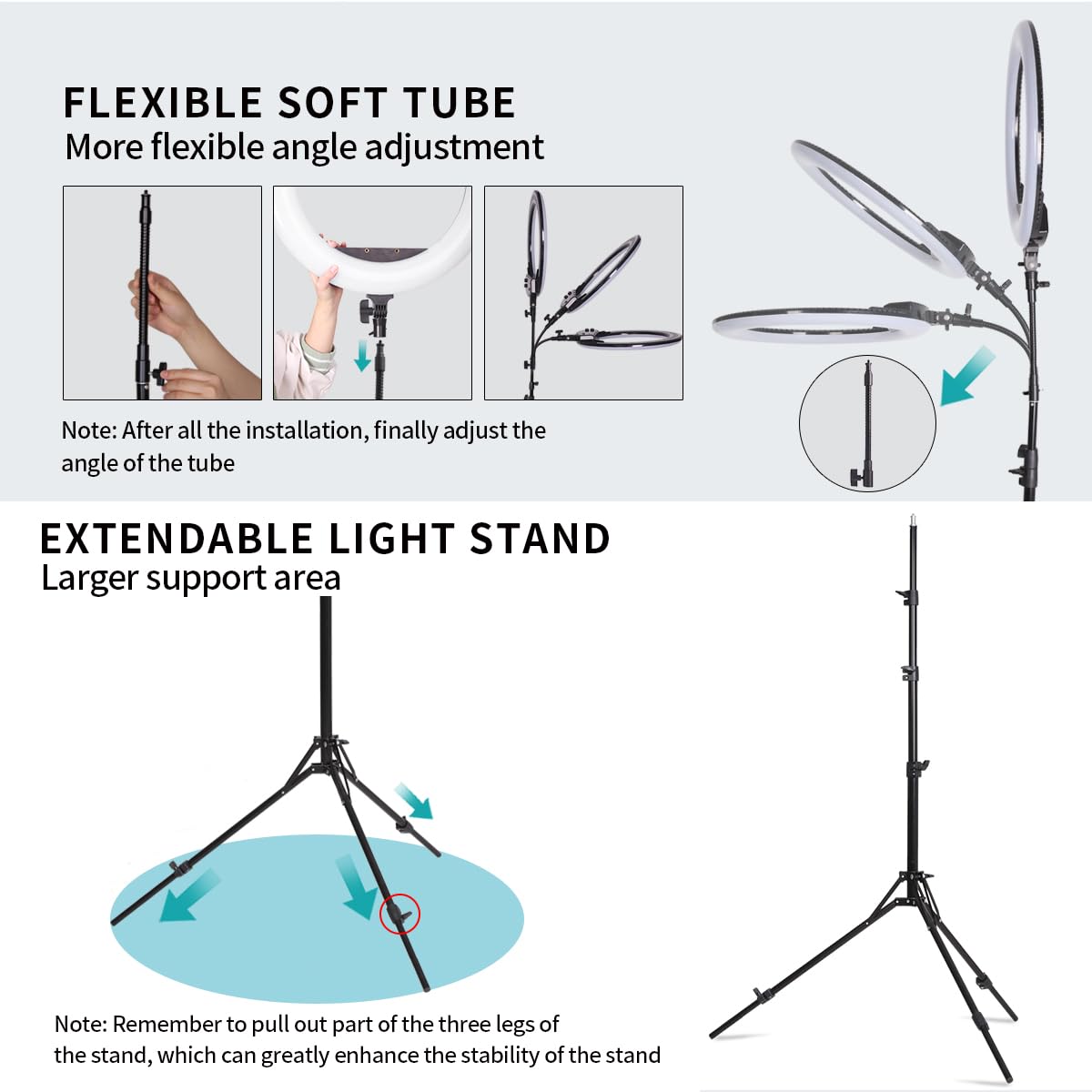 FEIFANTEAM 19 inch LED Ring Light Kit for Studio Portrait Photography, YouTube Video Recording, Live Streaming, Eyebrow Tattooing, Eyelash Beauty, Beauty Makeup and Lighting