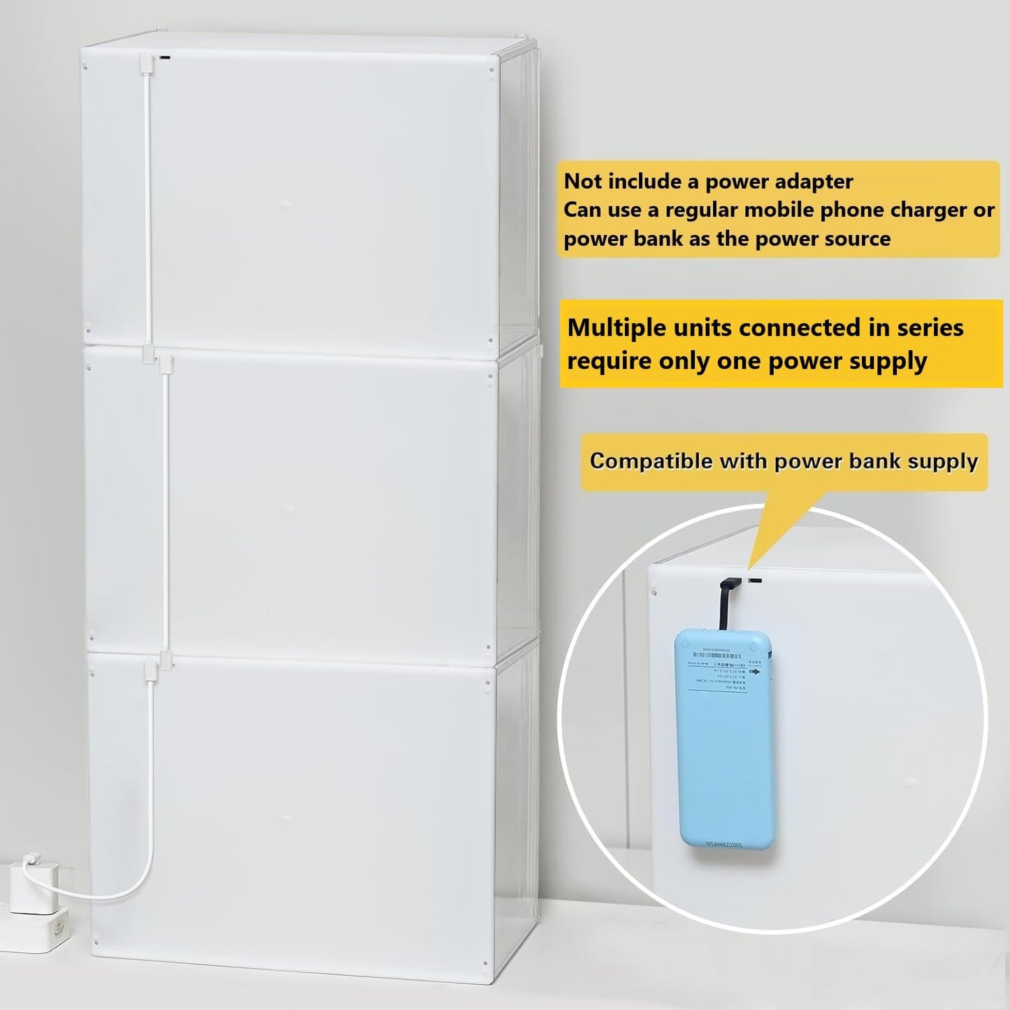 GUDEMAY Clear Acrylic Display Case with Light, Dustproof Stackable Showcase for Collectibles, Figures, Shoes, Toys & Jewelry - Plastic Storage Bins Support Voice Control Lighting