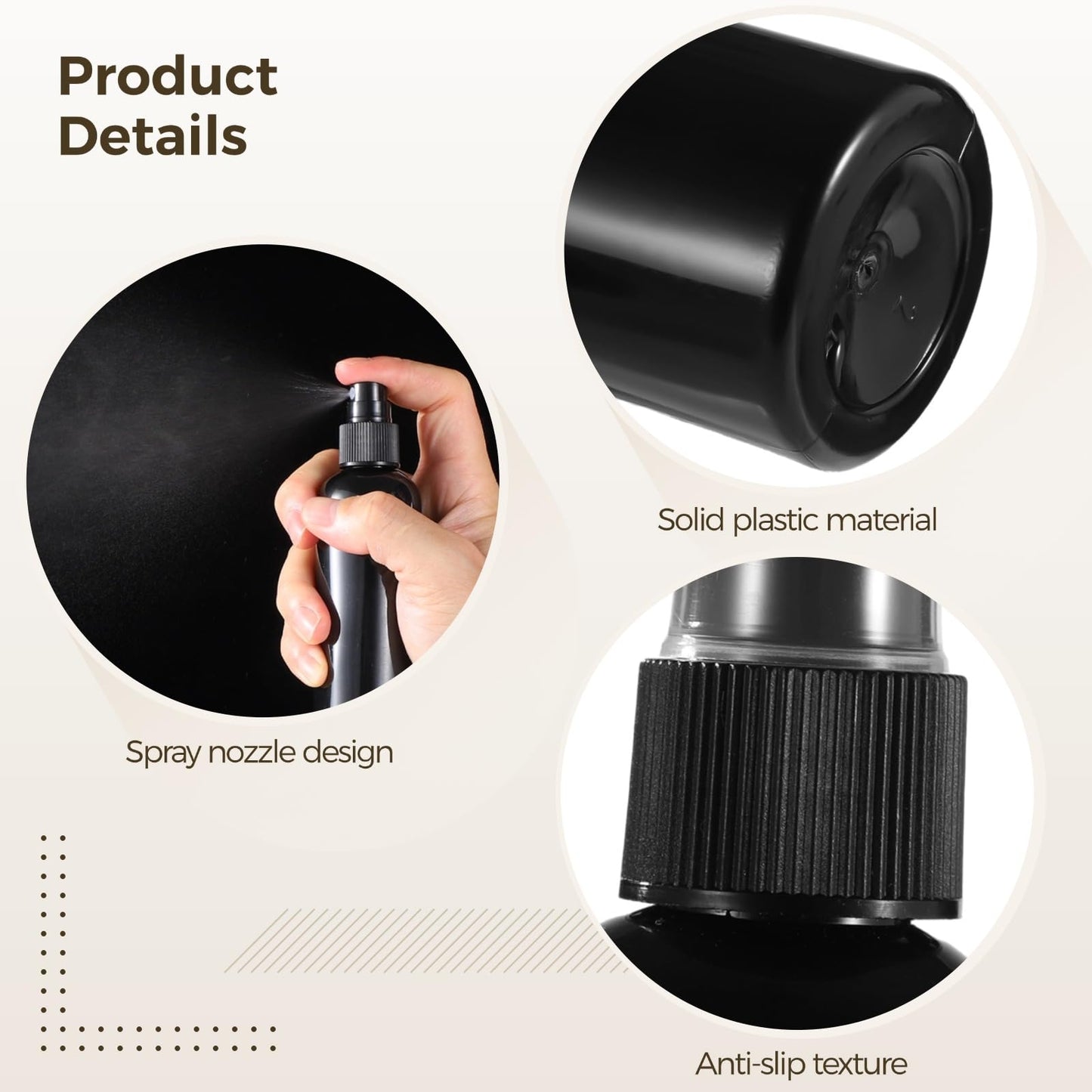 ZALIR 90 Pcs 4 oz Plastic Spray Bottles - 120 ML Travel Size, Fine Mist Sprayers, Ideal for Perfumes, Cosmetics, Cleaning Solutions, and More, Black