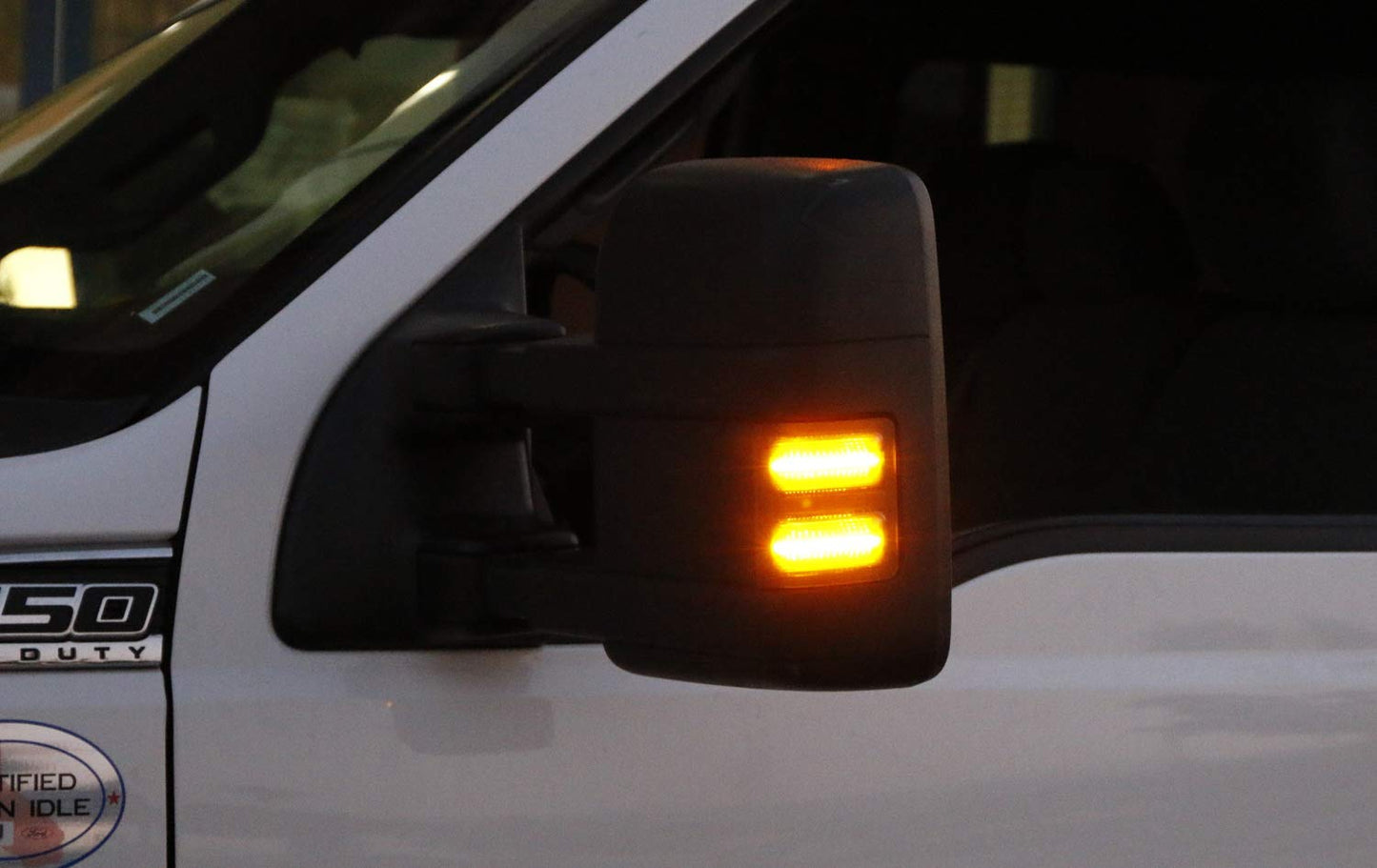 iJDMTOY Clear Lens Switchback LED Side Mirror Marker Lamps Compatible With 2008-16 Ford F250 F350 F450 Super Duty, (2) Clear Lens, White LED Parking Light, Amber LED Turn Signal Light