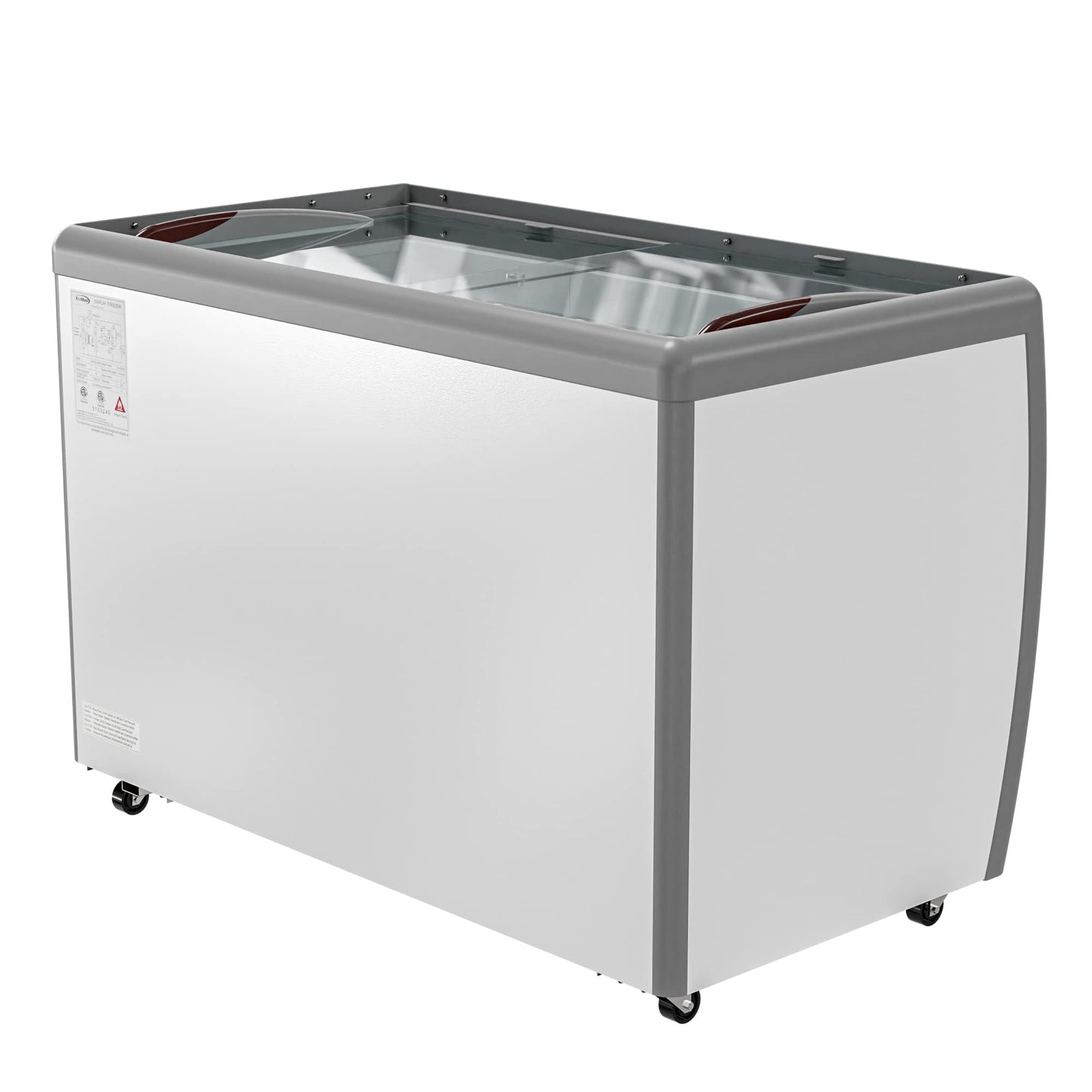 KoolMore Commercial Gelato Dipping Cabinet, Clear Display Case with a Large 9-Pan Capacity, Rolling Wheels, and Lockable Breaks