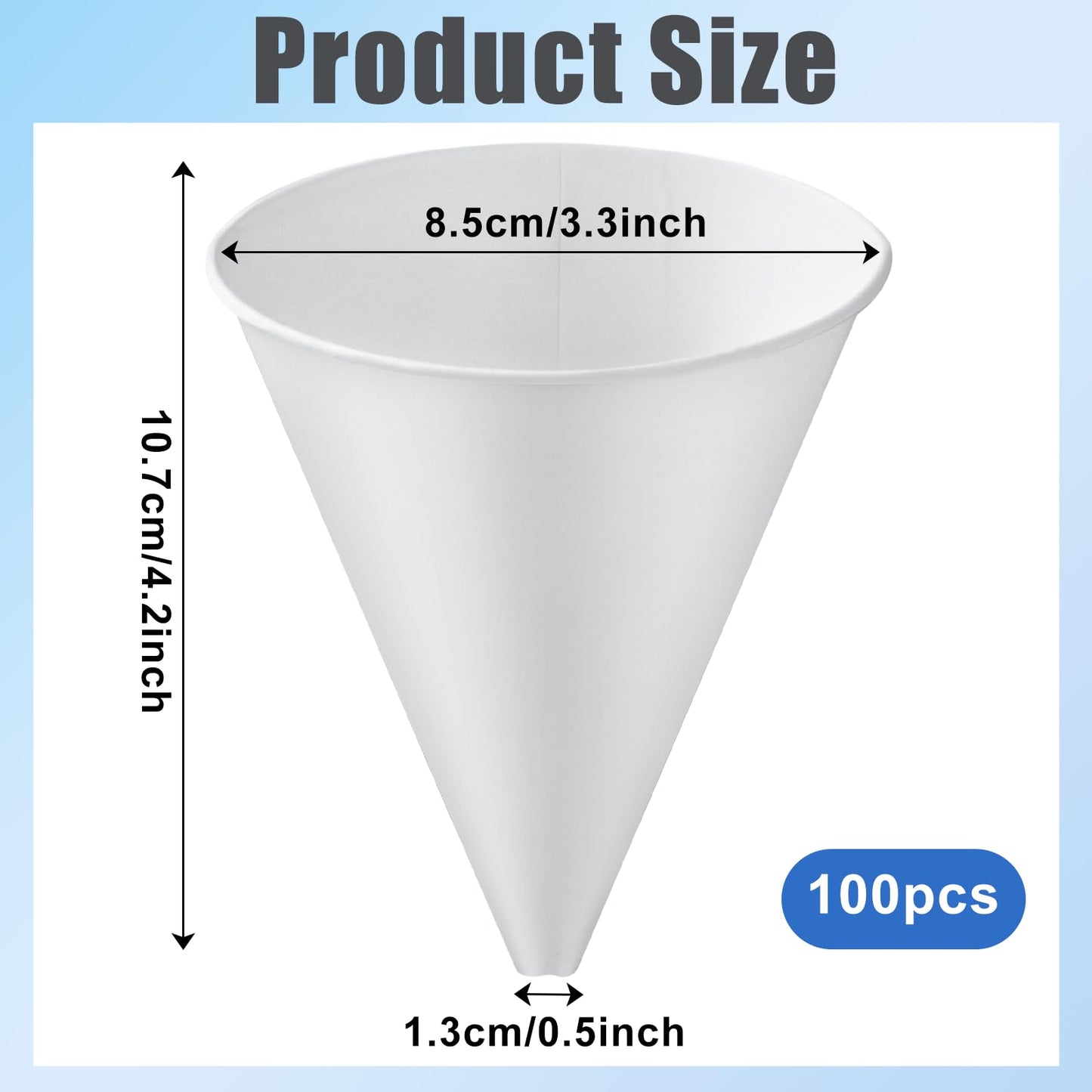 100 Pcs Disposable Paper Engine Oil Funnels, 6oz for Automotive Motor Use, No Spill Funnel for Windshield Washer Fluid, Water, Gas