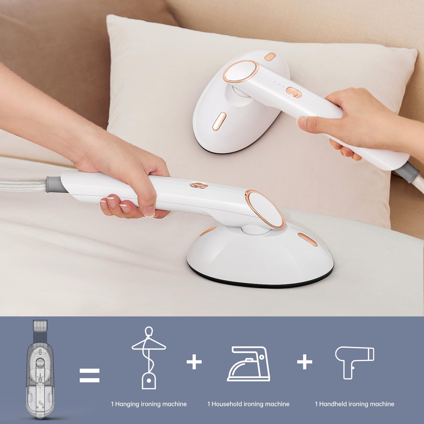 Steamer for Clothes, 1500W Large Soleplate Clothes Steamer Iron, Detachable 400ml Water Tank Garment Steamer Professional Steam Iron, 20s Rapid Heat Up Fabric Wrinkles Remover and Auto-Off
