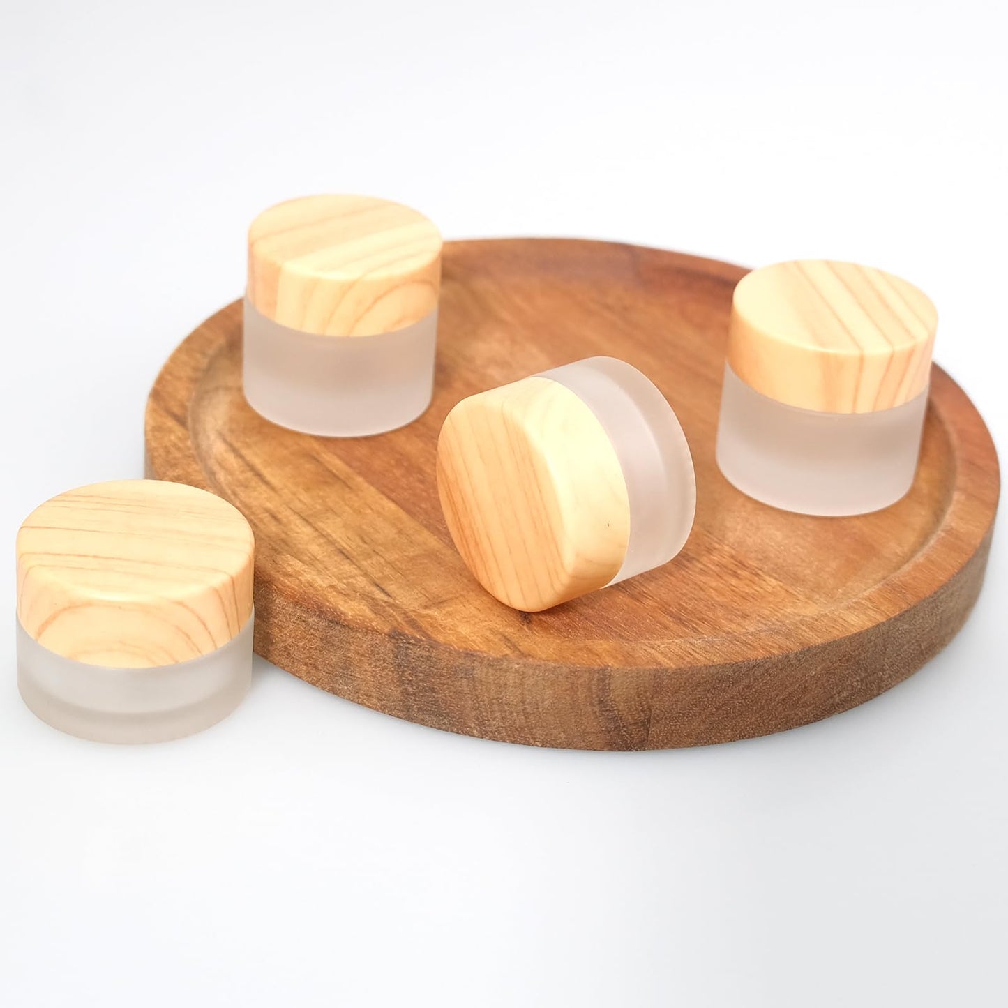 32 Pcs Glass Cosmetic Containers 5 Grams Round Frosted Cosmetic Jars with Leak proof lids Empty glass sample Jars Scrub Balm Lotions Sample Containers for Makeup Lotion Lip Balm Eye Cream