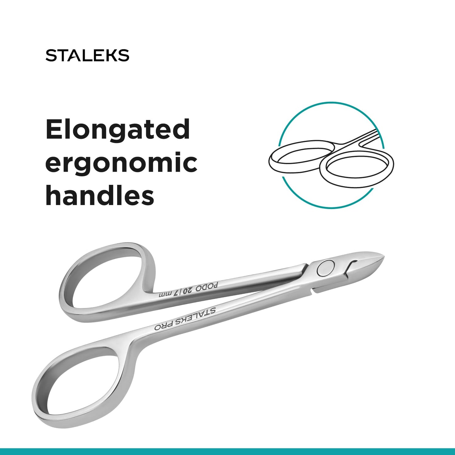 Staleks PODO 20 Podology Scissors-Style Nippers – 7 mm Straight Blades Without Heel – Designed for Corn and Cuticle Work