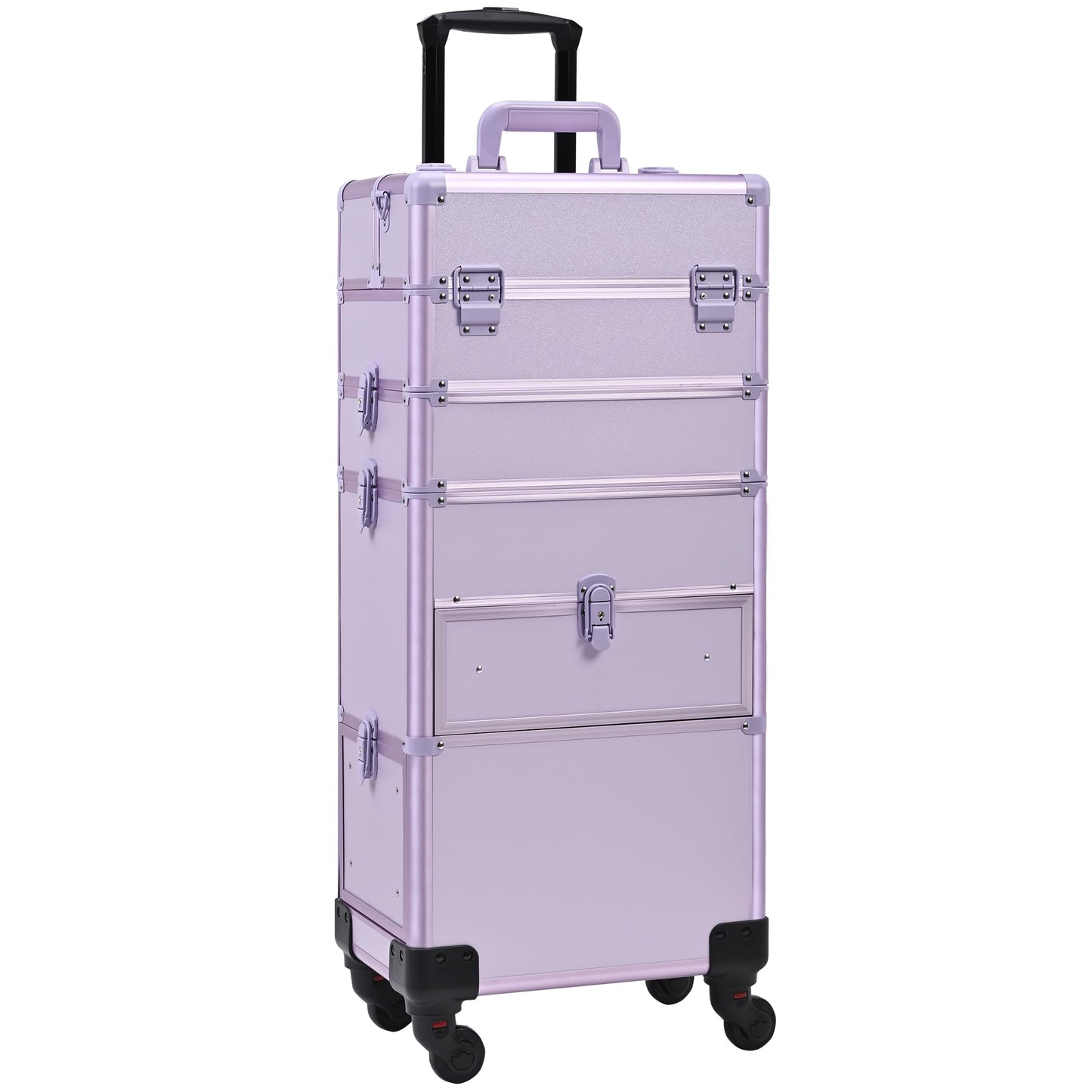 Somduy Rolling Makeup Case with Drawer, Makeup Train Case, 4 in 1Cosmetology Case on Wheels, Christmas Gift, Large Makeup Case Organizers, Profesional Cosmetic Case for Salon Barber, Purple