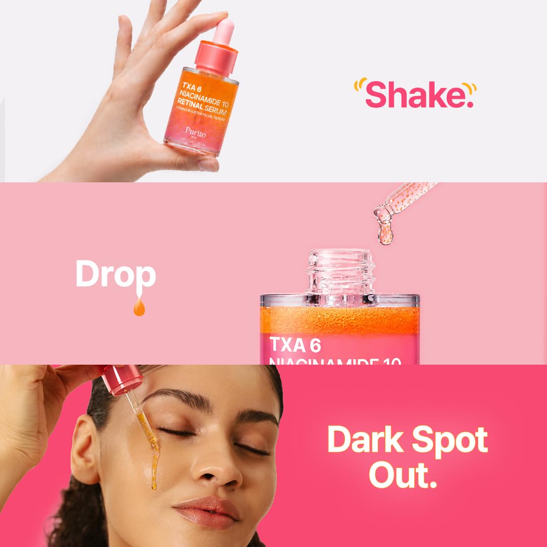 PURITO TXA 6% + Niacinamide 10% Facial Serum | for Dark Spots, Hyperpigmentation, Uneven Skin Tone | High-Concentration Tranexamic Acid | Korean Skincare, 30mL 1.01 fl.oz