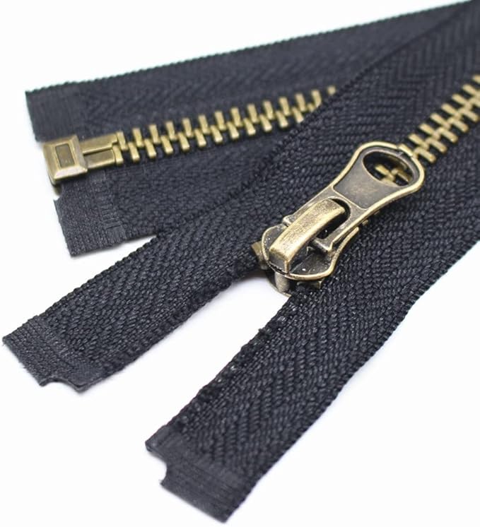 YaHoGa 2PCS #5 34 Inch Antique Brass Separating Jacket Zipper Black Metal Zippers for Jackets Sewing Coats Crafts (34" Anti-Brass)