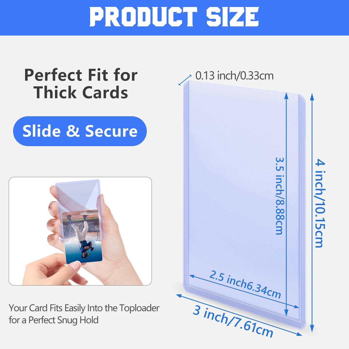 DEDC 20 Top Loader Thick Card Load Holder Storage for Trading Cards Sports Sleeves Hard Plastic 130 Point Protective Toploaders 3"X4" Rigid Memorabilia Collectibles