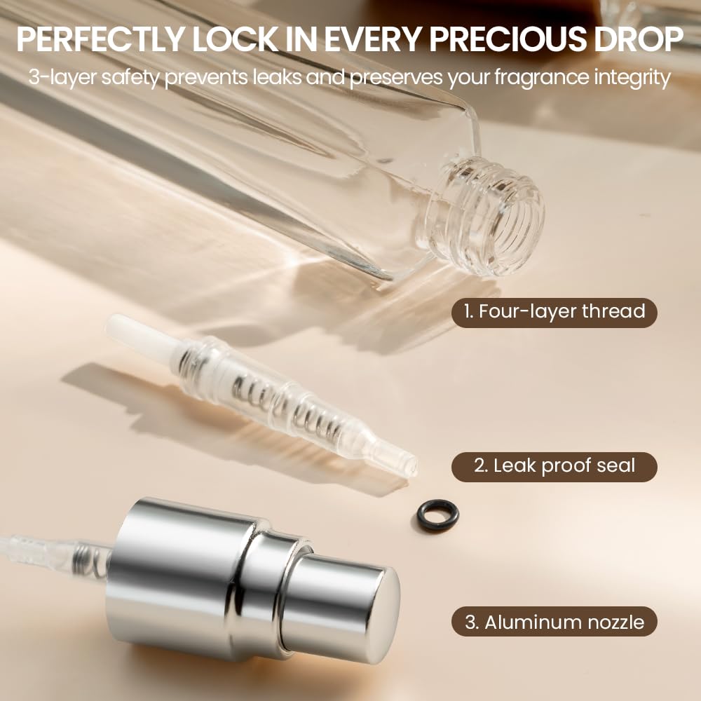 Cryslora Perfume Atomizer, Glass Perfume Container,Travel Bottle Refillable, Empty Portable Leakproof Fragrance Spray Bottle (Walnut Dusty Blue 10pcs 10ml/0.3oz)