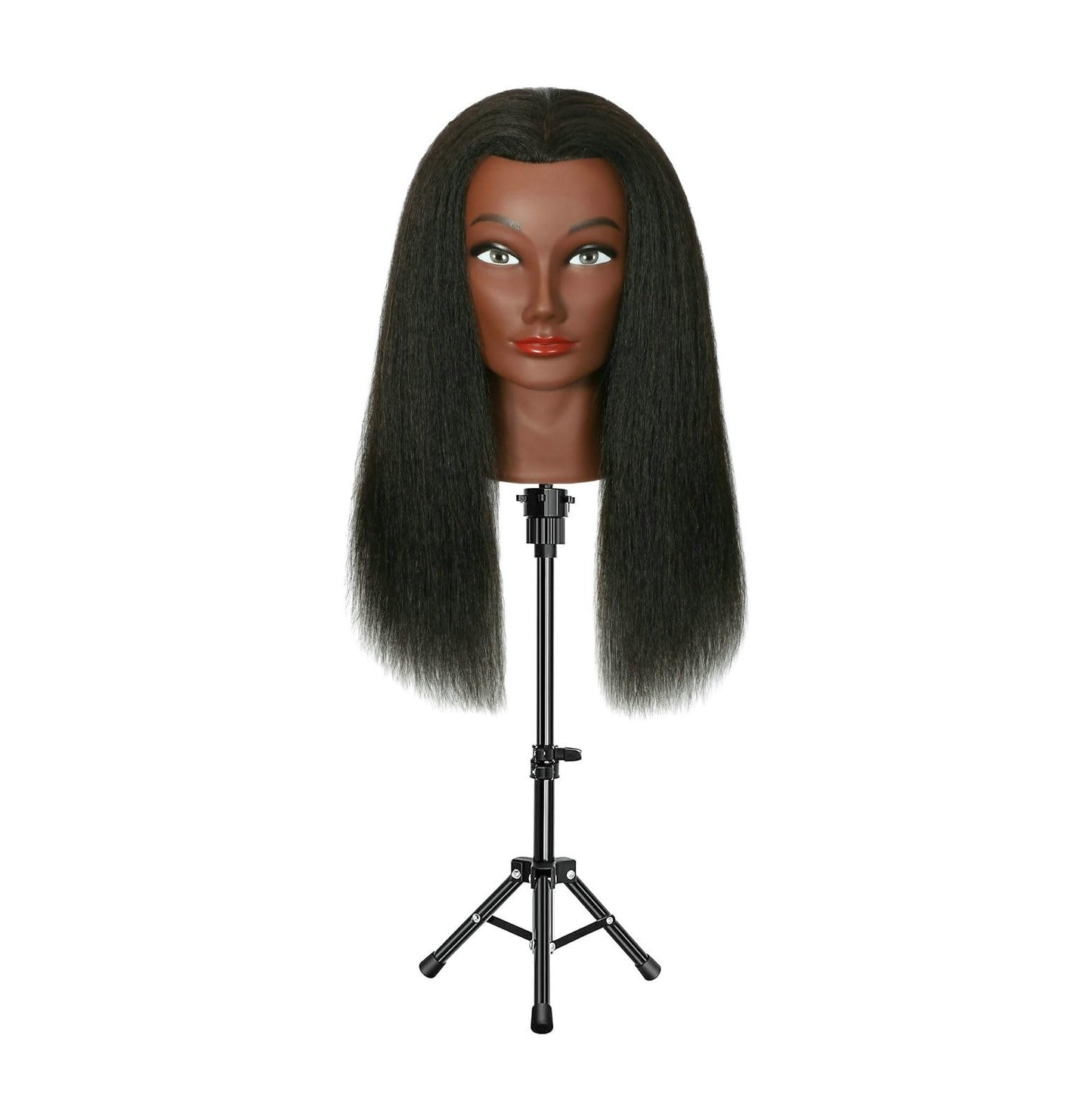 FUTAI African American Mannequin Head 100% Real Human Hair Manikin Doll Style Head for Practice Braiding Styling Cosmetology Training with Stand