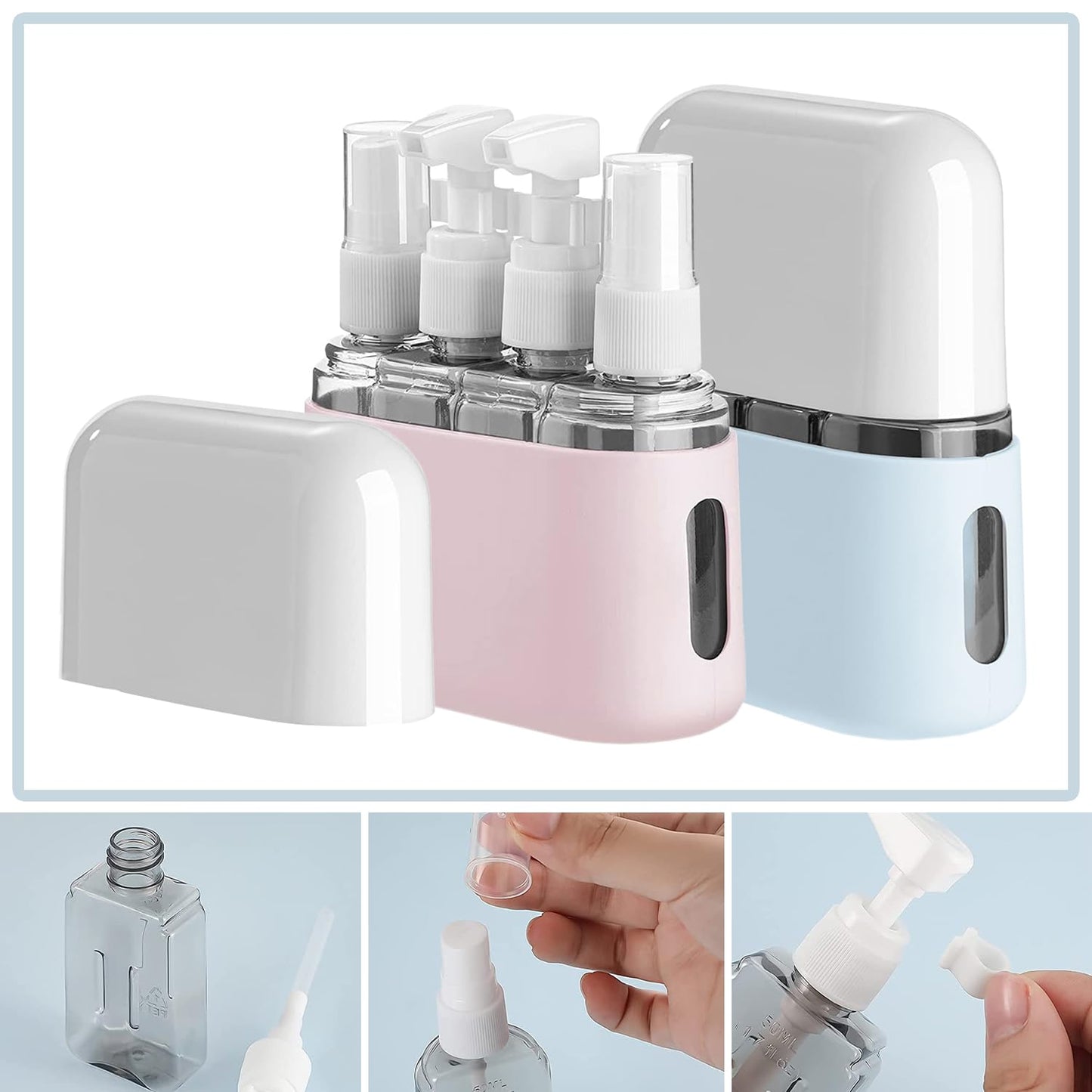 Rirool Travel Bottle Set, 8 Pack TSA Approved Travel Size Bottles, Travel Containers Dispenser, Travel Shampoo Bottles for Cosmetic Conditioner and Lotion