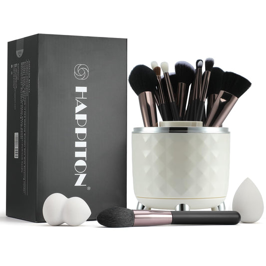 HAPPITON Makeup Brushes Set 17PCS Beauty Tool Kits for Eye Face Foundation Blender Concealer Makeup Brush With Rotating Turnable Holder