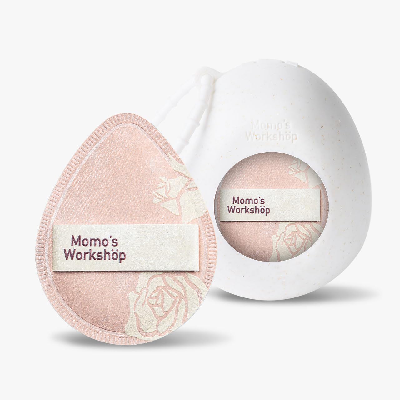 Momo's Workshop Makeup Sponge, Rubycell, Egg Shape, Foundation Sponges with Glossy PU Leather, for Liquid/Sheer Foundations, Cosmetic Puff, Medium Bounce,2pcs & Storage Case