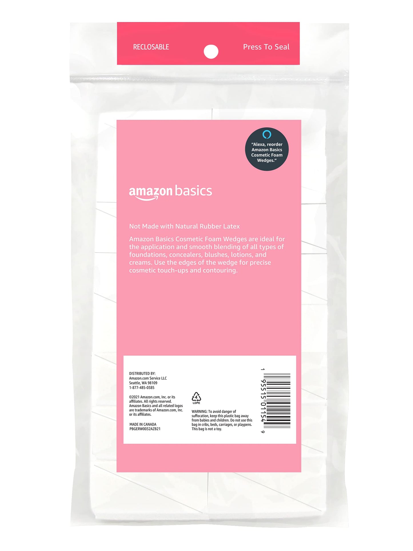 Amazon Basics Cosmetic Rectangular Foam Wedges for Makeup Application and Blending, 192 Count (6 Packs of 32), White (Previously Solimo)
