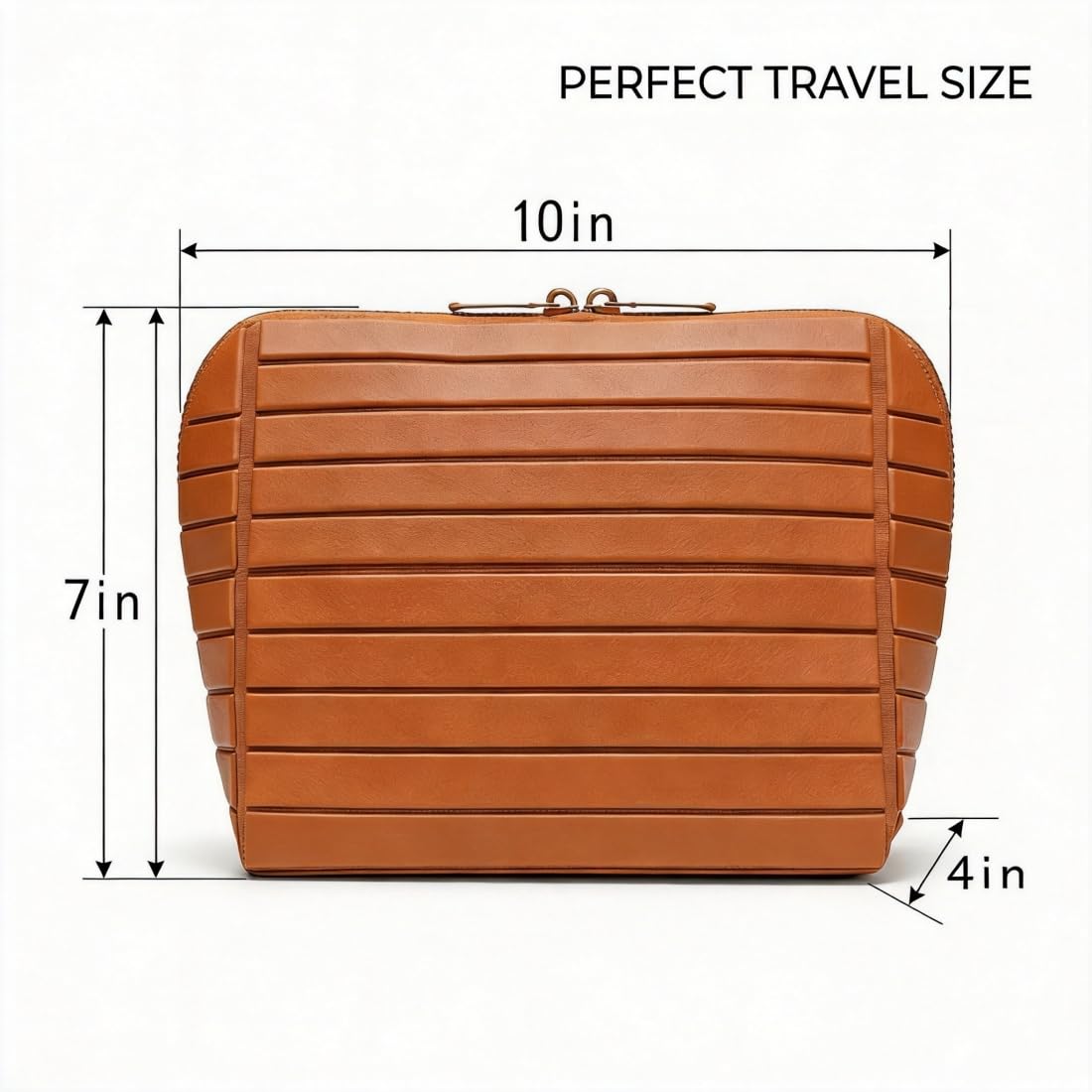 Cmengleo Travel Makeup Organizer Bag with Fold-Down Design, Adjustable Dividers, 27 Pockets & 3 Brush Holders, Large Capacity Cosmetic and Toiletry Organizer (Brown)