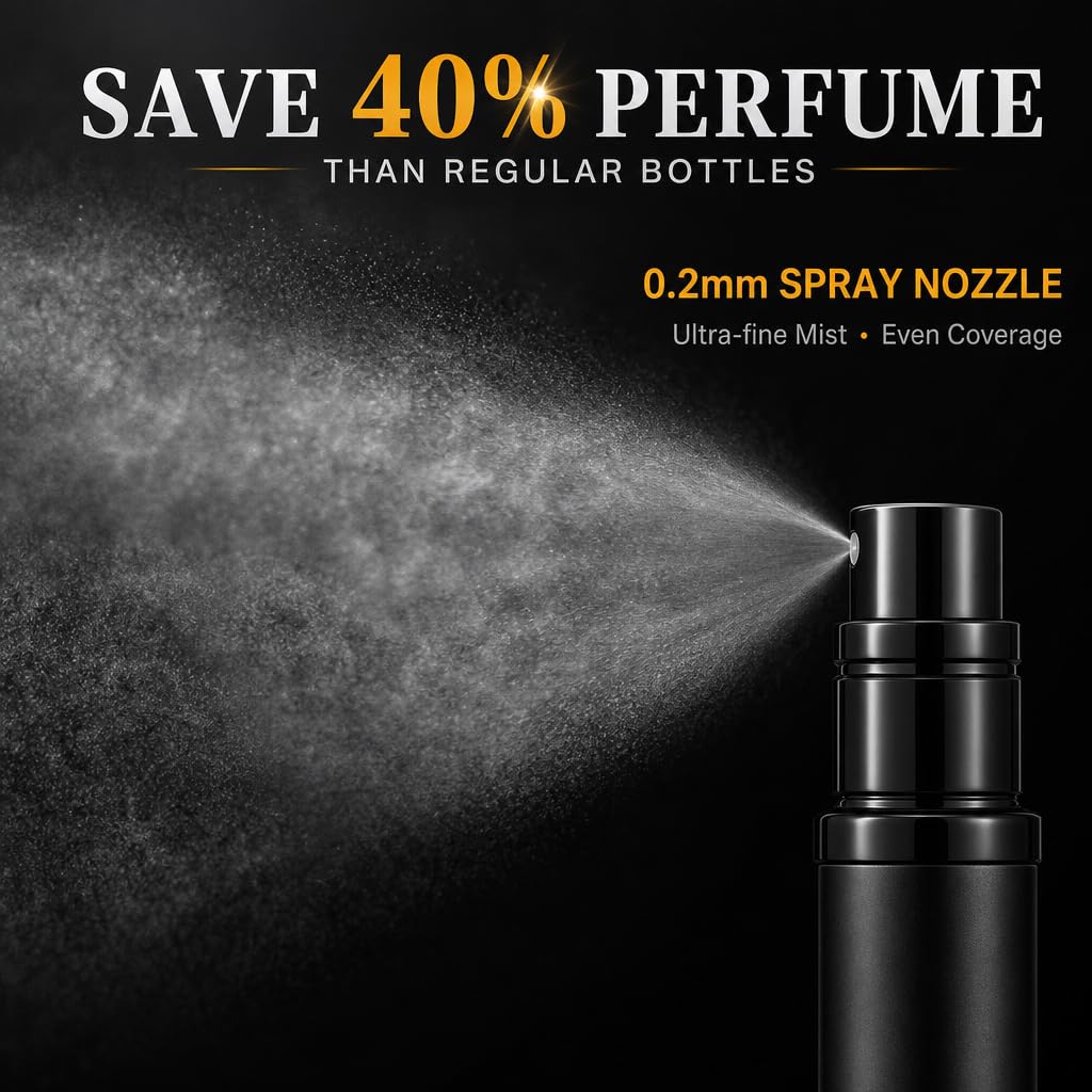 Topblux 3-Pack 10ml Refillable Travel Perfume Atomizer, Leakproof Bottom-Fill Spray Bottle, Compact Reusable Fragrance Dispenser for Women Men Gift (Black+Blue+Pink)