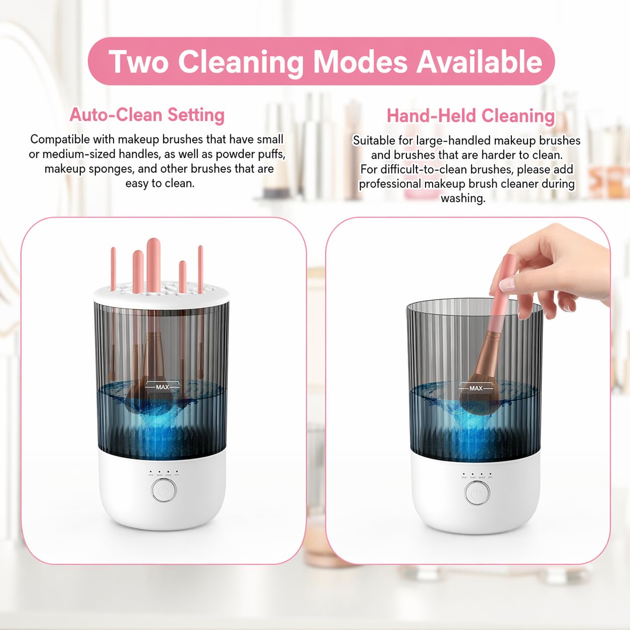 Electric Makeup Brush Cleaner, 6500RPM Automatic Makeup Brush Cleaner Machine, Portable Design with 1800mAh Rechargeable Battery for Makeup Brushes, Perfect Gift for Makeup Lovers