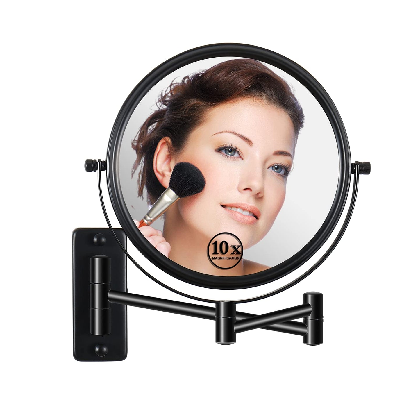 LANSI 8" Wall Mounted Makeup Mirror with 1X 10X Magnification, Matte Black