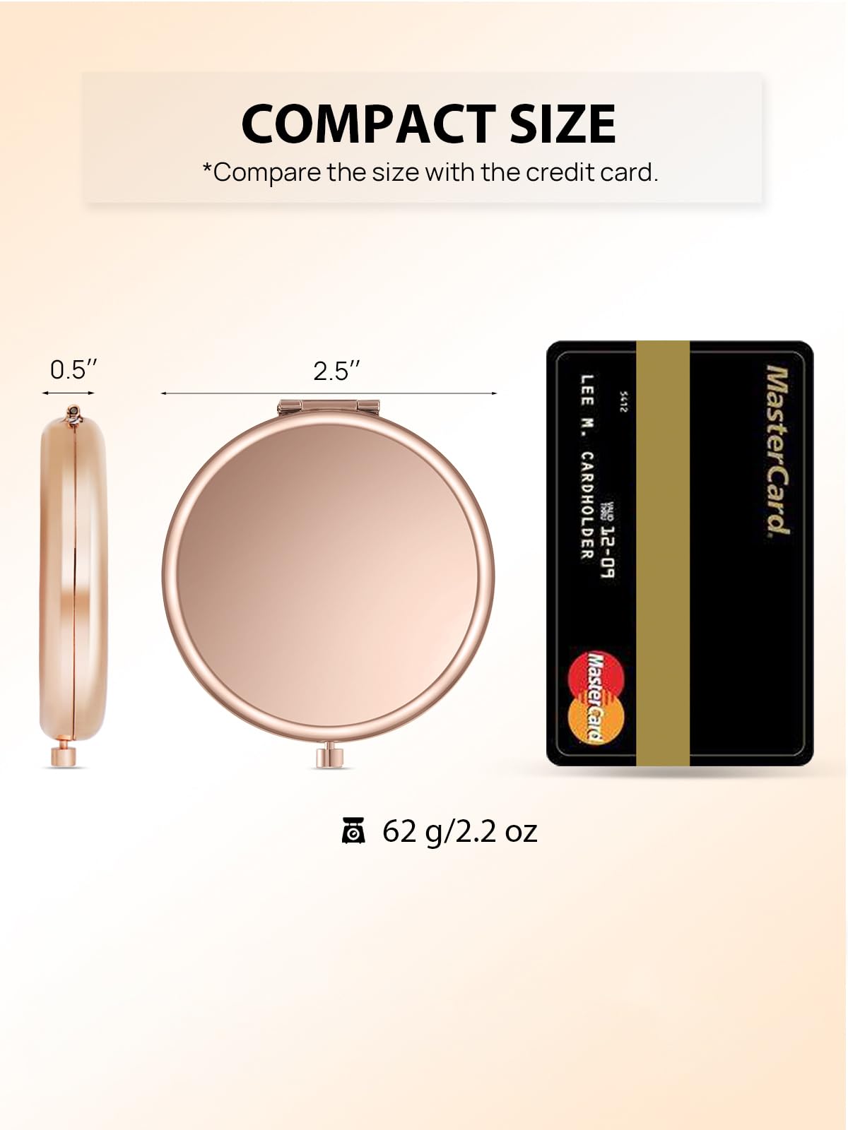 Getinbulk Compact Mirror Bulk, Pack of 6 Double-Sided 1X/2X Magnifying Metal Makeup Mirrors(Round, Rose Gold)