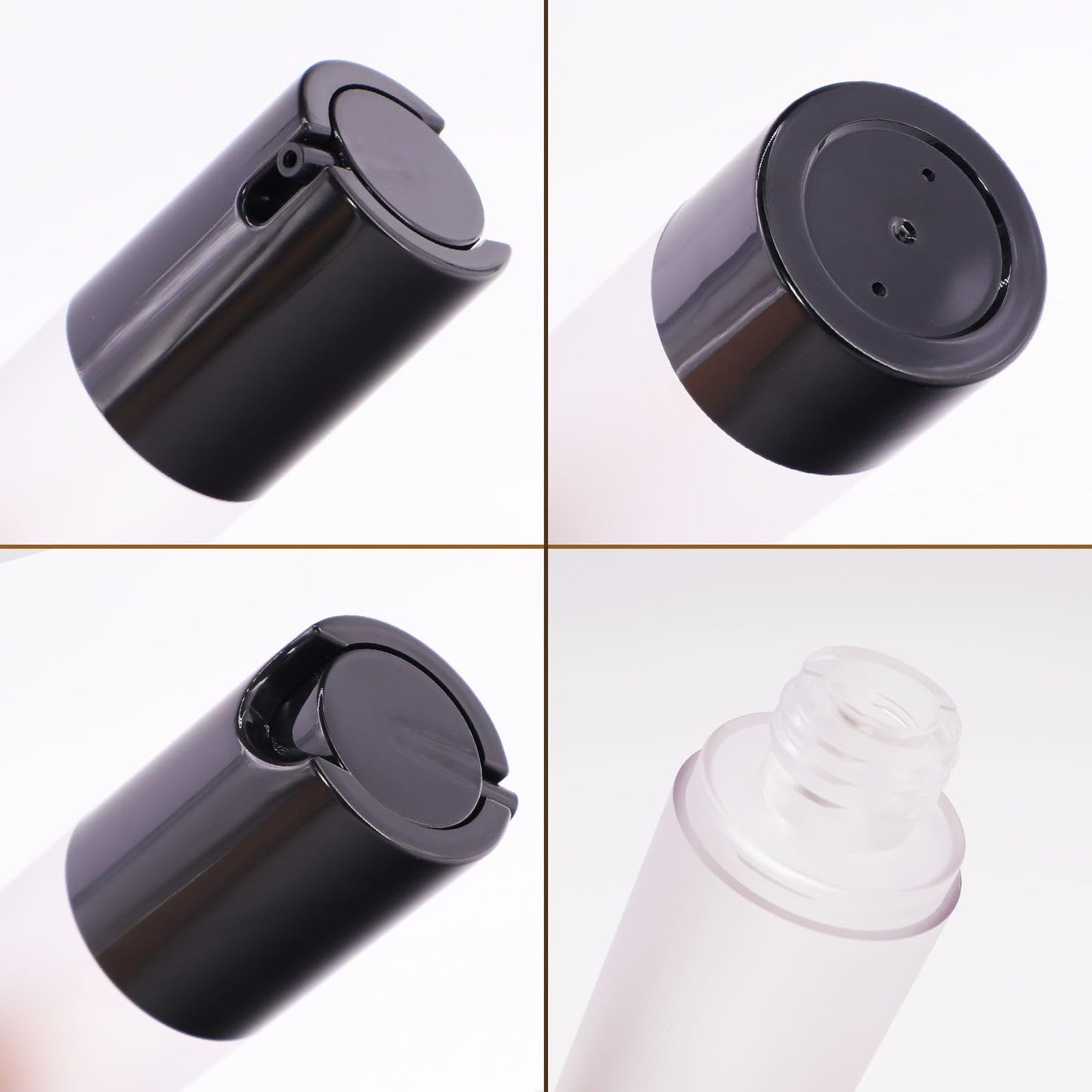 AJLTPA 6Pcs 1.7oz 50ml Frosted Transparent Airless Pump Bottles with Funnel, Travel Size Vacuum Dispenser Refillable Cosmetic Containers For Foundations, Cream, Serums, Shampoo, Lotion(Black)