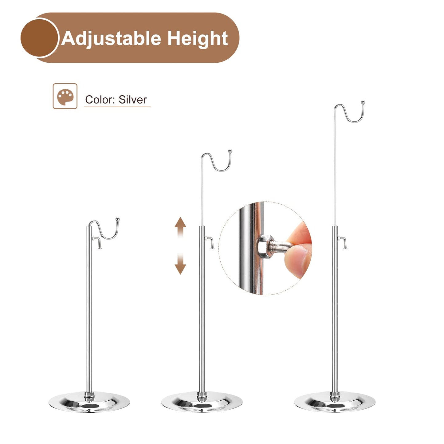 uxcell Purse Display Stand Adjustable Tabletop Single Hook Handbag Rack Stainless Steel Bag Holder for Retail Boutique Store - Silver