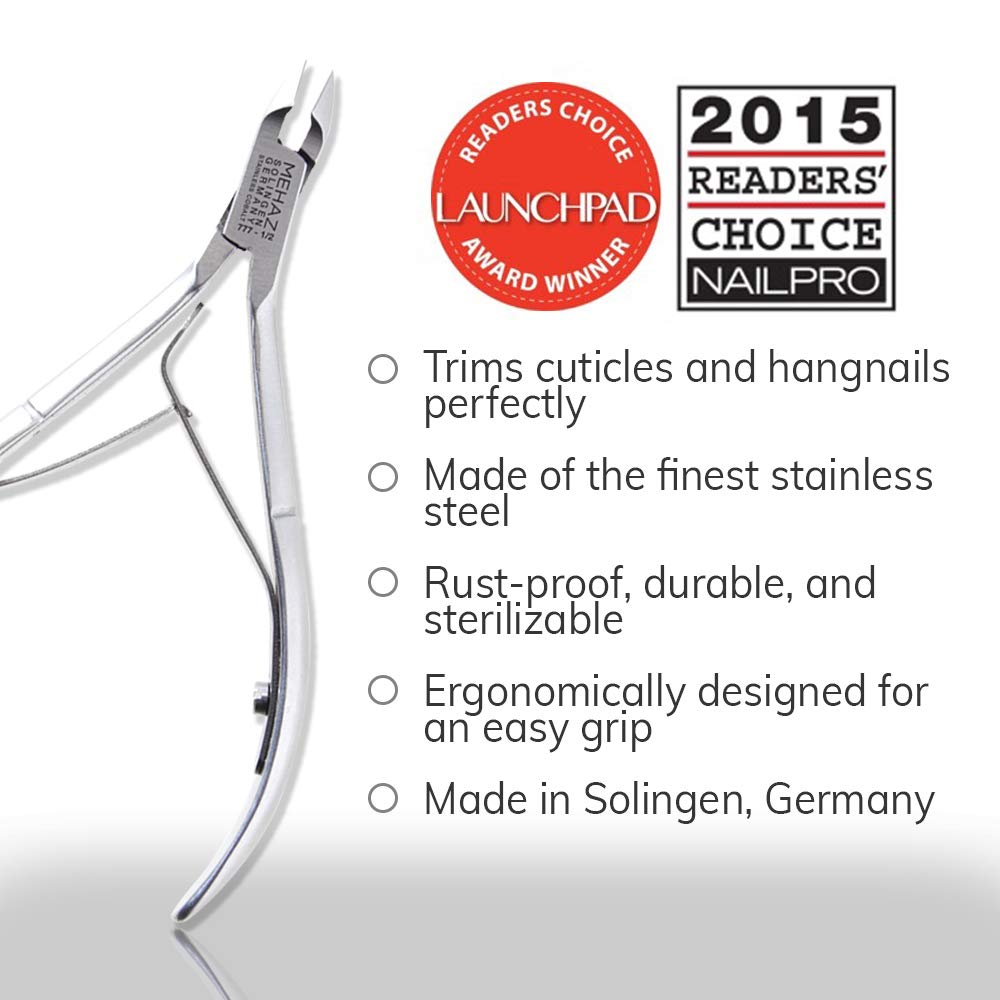 Mehaz Cuticle Nipper 777, 1/2 Jaw, Stainless Steel Cobalt with 4" Handle