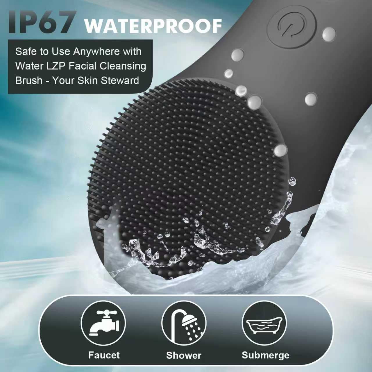 LZP Silicone Face Scrubber, Electric Facial Cleansing Brush with 6 Speeds Vibration Technology, Rechargeable & Waterproof Exfoliating Scrub Brush for Cleansing and Massaging, Men Women