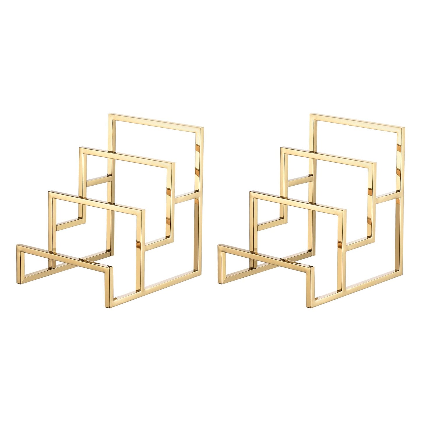 uxcell Clutch Purse Display Stand 3 Layer Wallet Display Rack Metal Clutch Holder Riser for Home Retail Store Supplies - Gold, 2Pcs