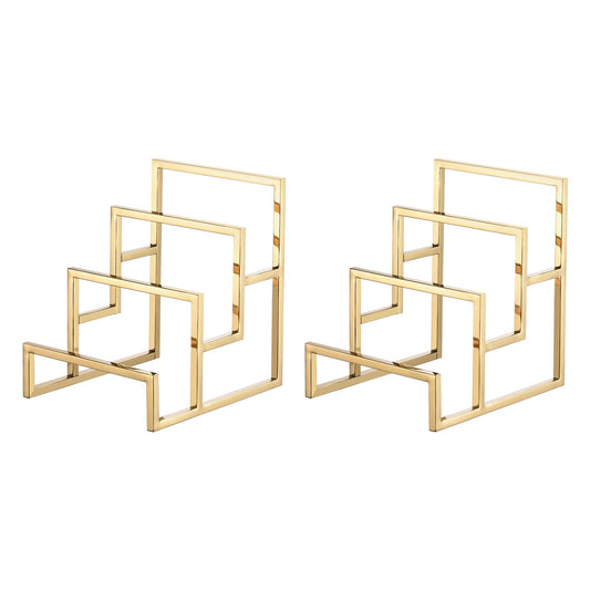 uxcell Clutch Purse Display Stand 3 Layer Wallet Display Rack Metal Clutch Holder Riser for Home Retail Store Supplies - Gold, 2Pcs
