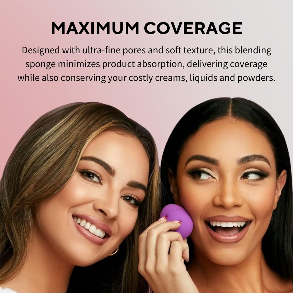 UVé Makeup Sponge Set, Professional Blender with Super-Soft Latex-Free Foam for Liquid, Cream & Powder Foundation, Vegan, Cruelty-Free, Pack of 3 (1 Helio, 2 Violet)