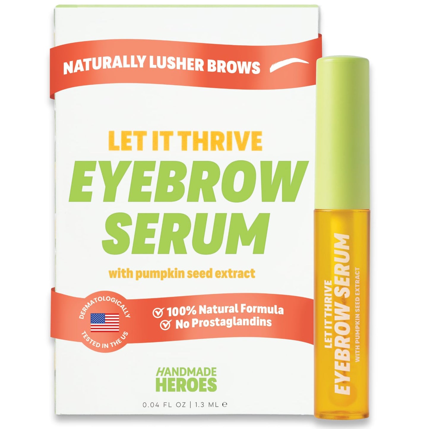 Handmade Heroes Eyebrow Serum – Natural Vegan Brow Enhancer with Rosemary & Pumpkin Seed Oil – Prostaglandin Free Serum for Thicker, Fuller Looking Brows – Gentle & Nourishing Formula
