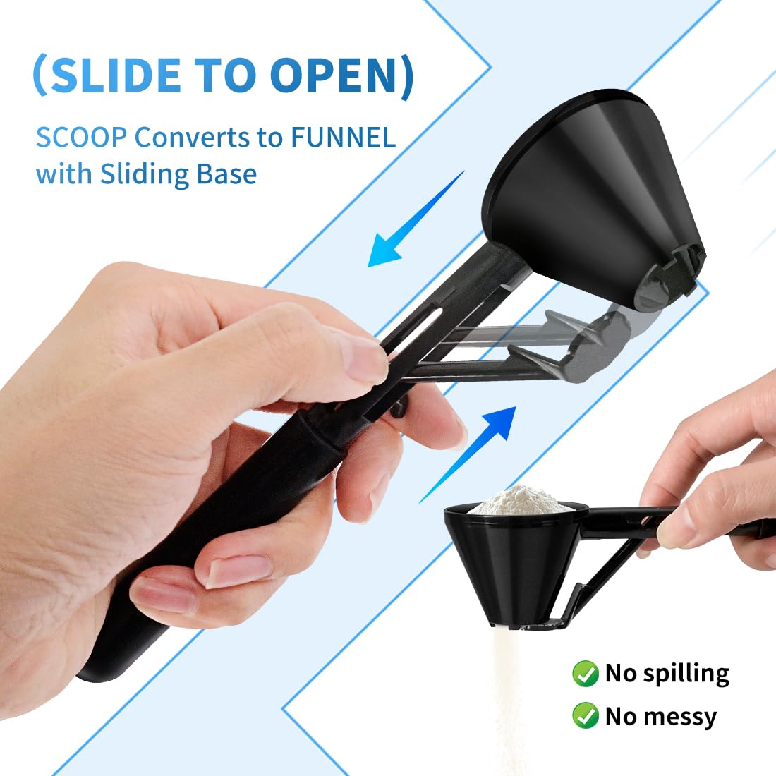 Measuring Scoop with Funnel for Filling Water Bottles with Protein Powder Milk Powder Filling Resuable K Cup Coffee Capsule with Coffee Grounds