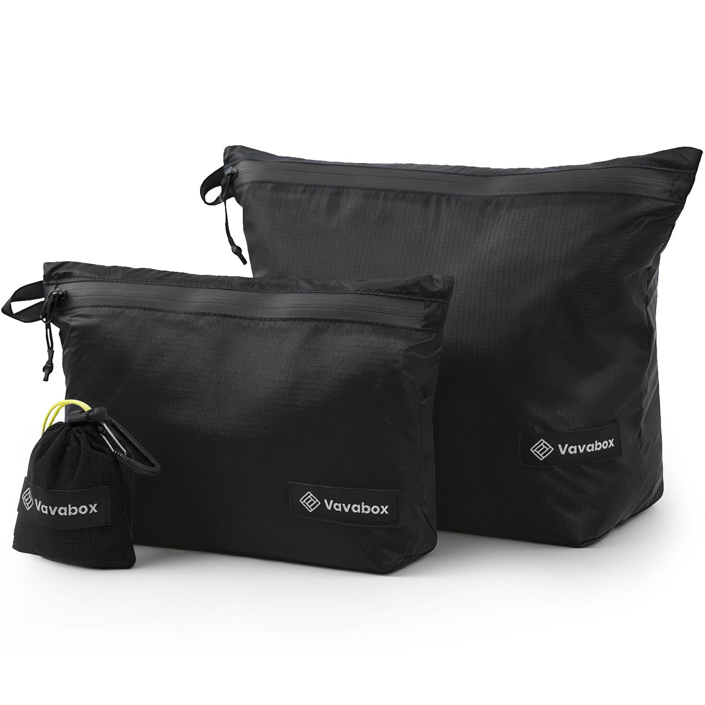Vavabox Extremely Light Toiletry Bag for Women, Water-Resistant Zipper Pouch, Nylon Makeup Bag Travel essentials for Men Camping Gym (Black)