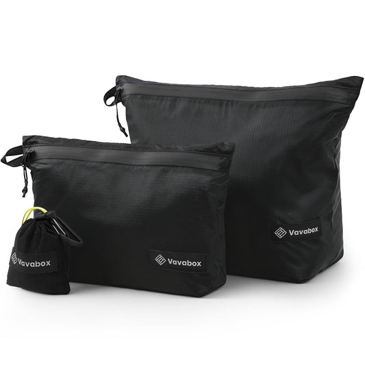 Vavabox Extremely Light Toiletry Bag for Women, Water-Resistant Zipper Pouch, Nylon Makeup Bag Travel essentials for Men Camping Gym (Black)