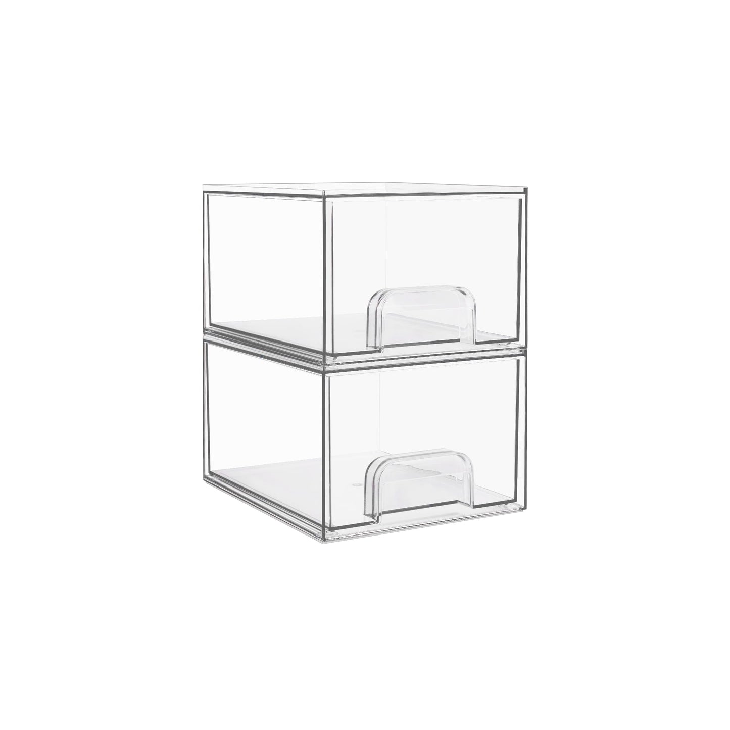 Vtopmart 2 Pack Small Clear Stackable Storage Drawers,Acrylic Bathroom Makeup Organizer,Plastic Storage Bins for Vanity, Undersink, Kitchen Cabinets, Pantry, Home Organization