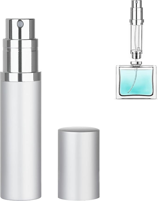 Refillable Perfume Atomizer Travel Bottle 5ml Leakproof Luxury Travel Perfume Refillable Bottle, Portable Fragrance Atomiser (Silver)