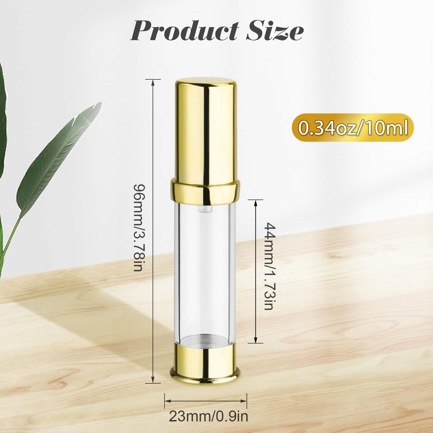 15 Pcs 0.34oz/10ml Airless Pump Bottle Refillable Vacuum Pump Bottles Travel Size Cosmetic Container for Lotion Cream Moisturizer Facial Serum