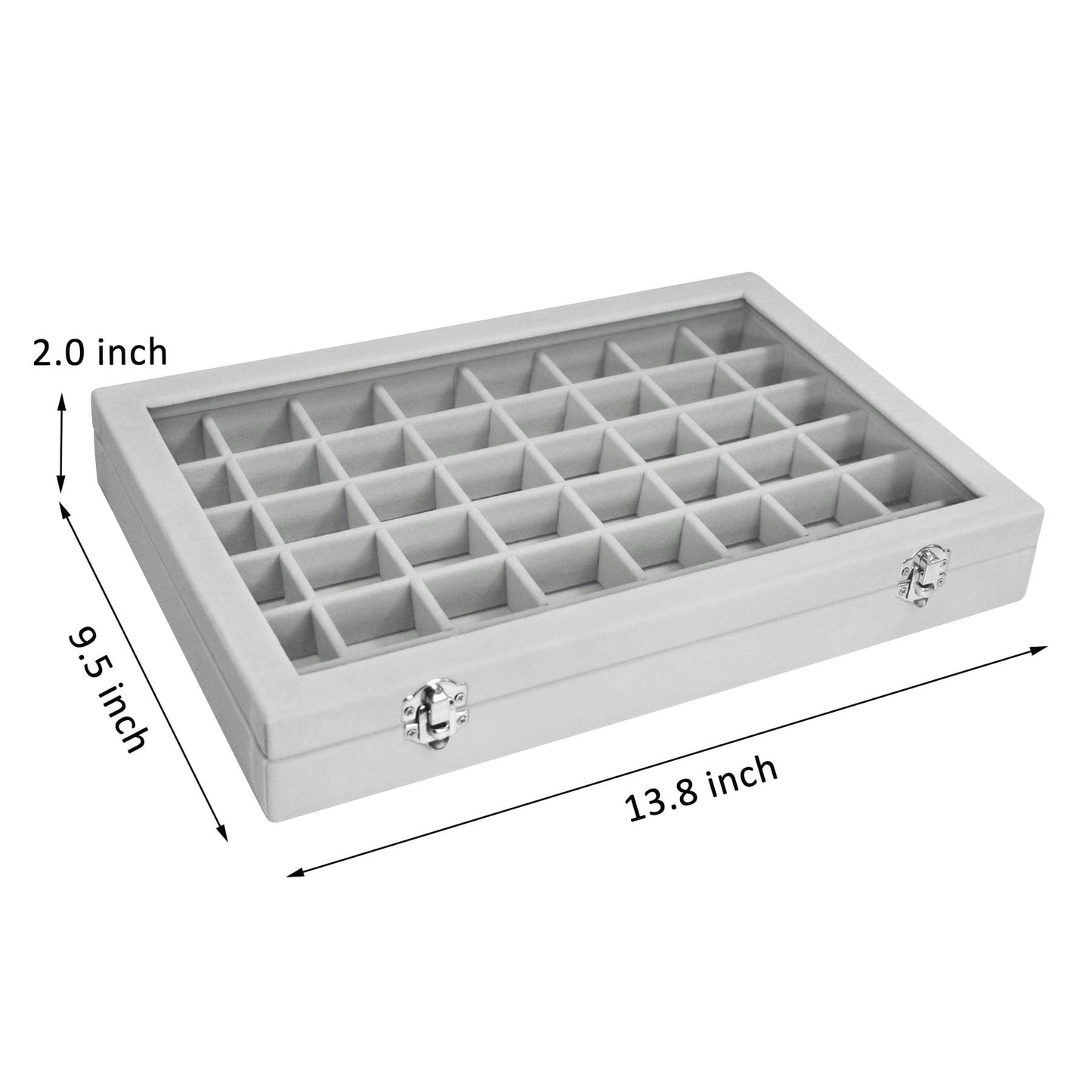 Vicoter Velvet Jewelry Tray 48 Compartments Jewelry Display Organizer with Transparent Cover Rings, Earrings, Necklaces, Pendants Storage Box for Girls, Wives, Mothers, Women