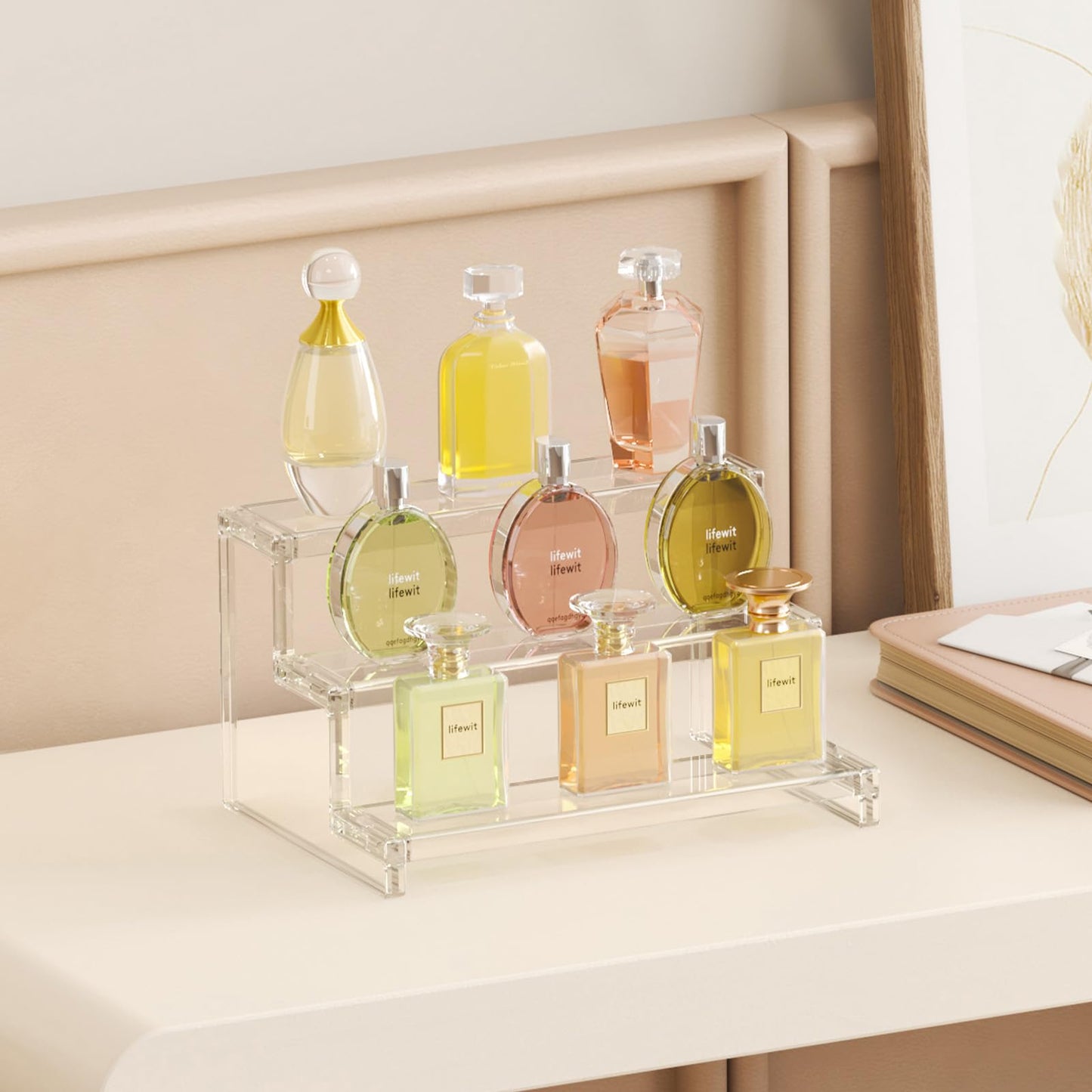 Lifewit Perfume Organizer, Cupcake Stand, Tool-Free Assembly, Plastic Display Shelf for Vanity,Room Décor, Bedroom Storage Organization, 3 Tier 9 Inch, 3 Pcs