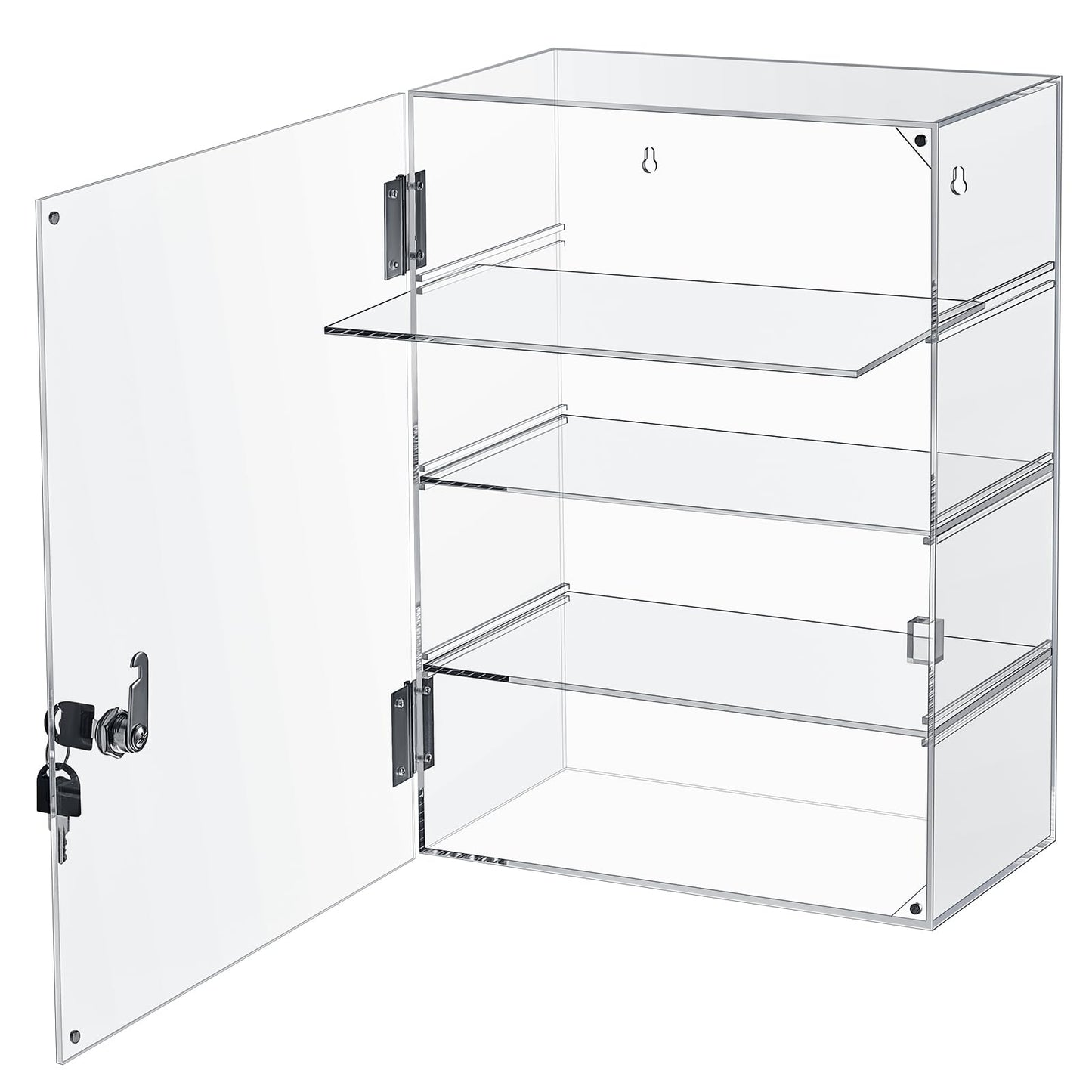 Barydat Acrylic Display Case with Lock Key Countertop Display Case Clear Showcase Display Cabinet Multi Functional Safe Storage Box for Retail Store (Removable 4 Tier,11.8 x 5.9 x 15.7 Inch)