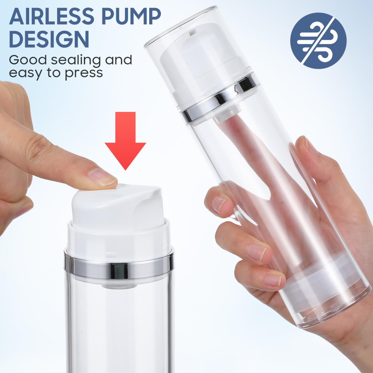 CLISPEED 2PCS 5oz Large Airless Pump Bottles - Travel Size Vacuum Dispenser for Lotions - Creams and Cosmetics Wide Mouth Design for Easy Filling and Dispensing