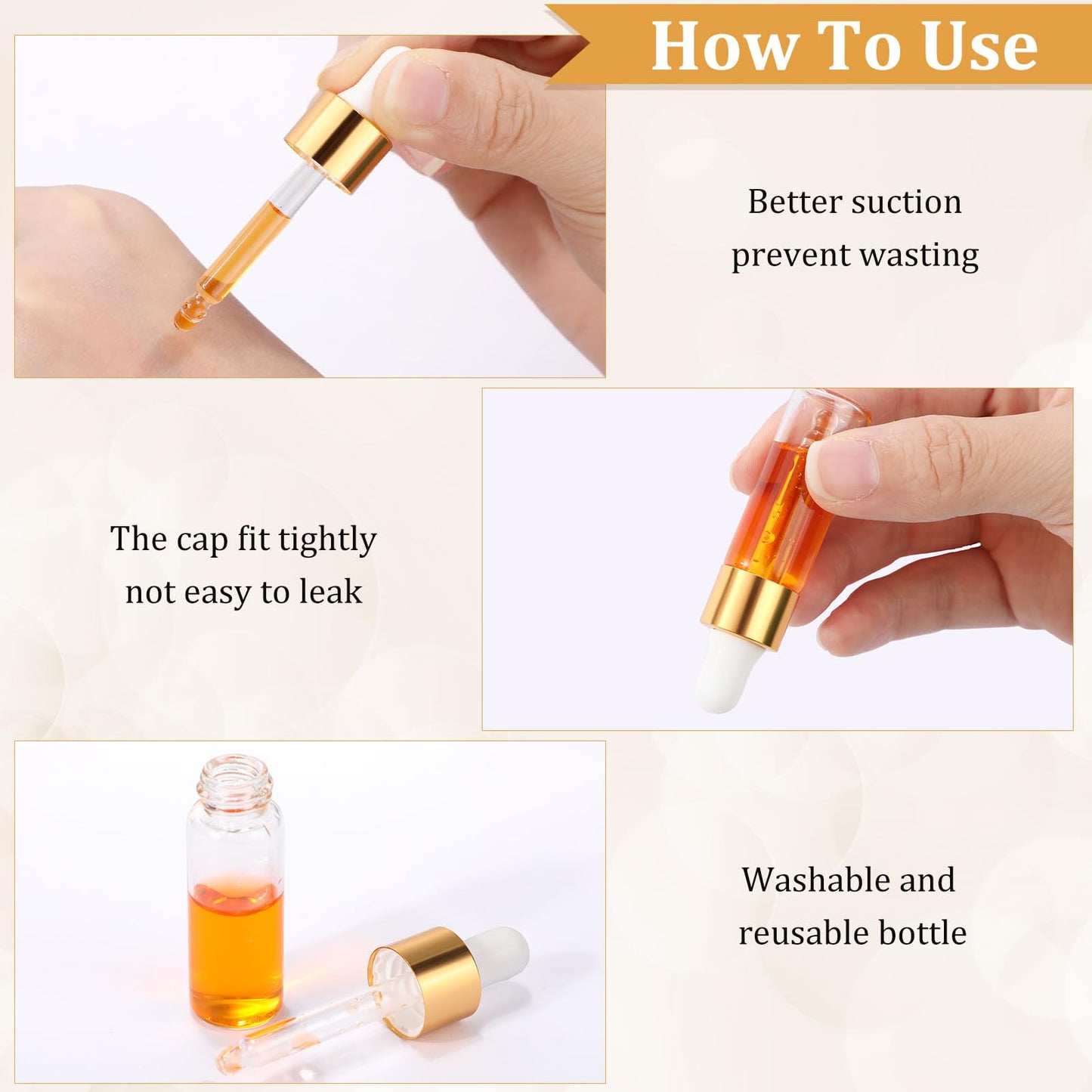 Bokon 100 Pcs Glass Dropping Bottles Mini Essential Oil Dropper Bottles Empty Sample Vials with Black Cap Tiny Storage Jars with Dropper for Perfumes Cosmetic Liquid Aromatherapy Lab (Clear, 5 ml)